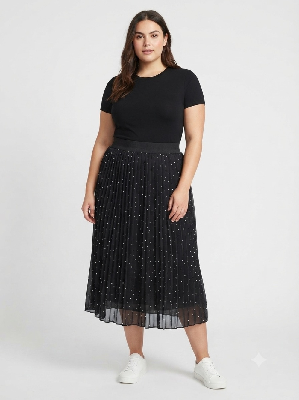 Athena Marie Pleated A-Line Midi Skirt